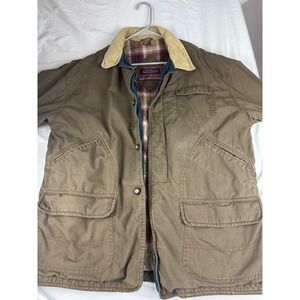 Urban Equipment Jackets Mens Brown Corduroy Collar Plaid Lined‎ Barn Coat